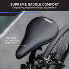 Domain Cycling Gel Bike Seat Cushion- Secure Peloton Fit For Smooth Stable Rides- Non-Slip Bicycle, Padded Bike Seat Cover For E