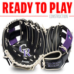 Franklin Sports Mlb Youth Teeball Glove + Foam Ball Set - Kids Colorado Rockies Baseball + Teeball Mitt And Ball - Perfect First