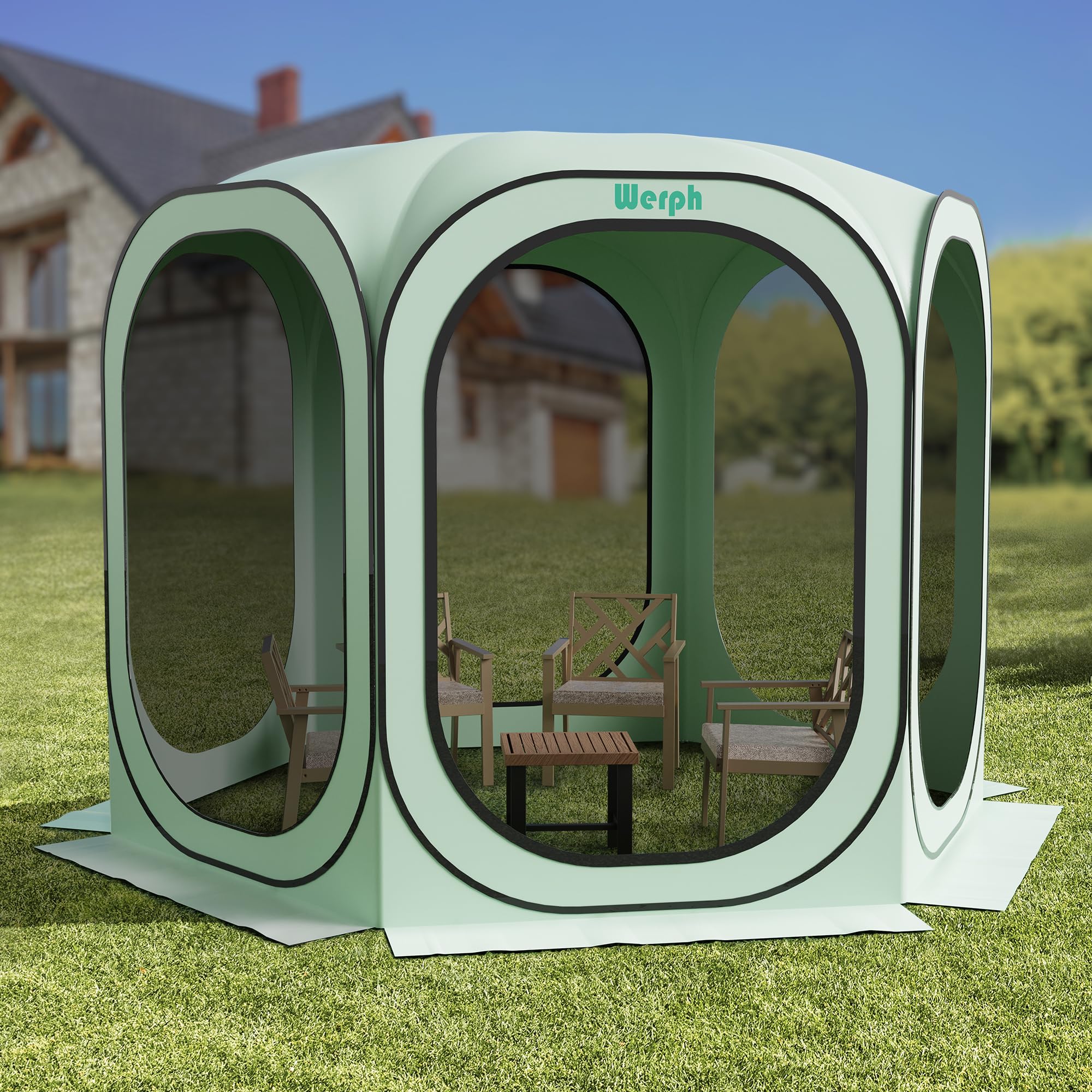Werph Screen Tent Pop-Up, Portable Tent Canopy with Mesh Mosquito Net, Screen House Room Canopy Shade 10x10 FT with Carry Bag fo