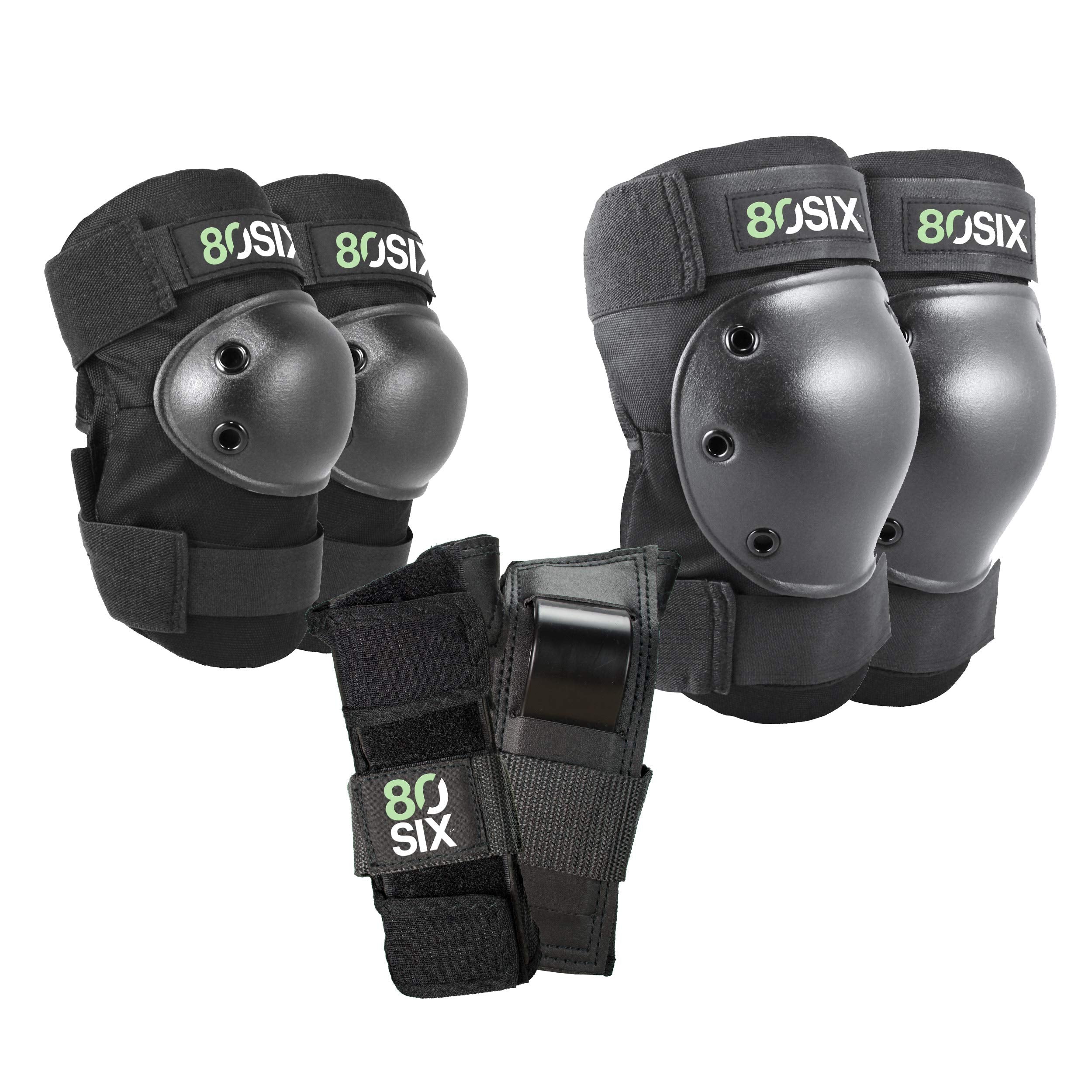 80Six Pad Set With Wristguards, Elbow Pads, And Knee Pads For Kids, Black, Junior - Ages 5+