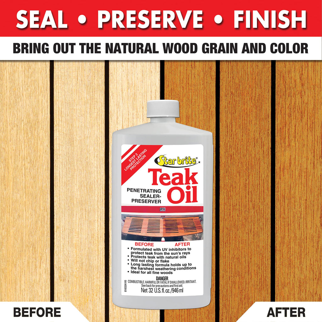 Star Brite Teak Oil - Long Lasting, Penetrating, Sealer & Preserver With Uv Inhibitors - Marine Grade For The Harshest Weather C