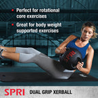 Spri Xerball Medicine Ball With Handles - Weighted Ball For Exercise (6 Lbs, 8, 10, 12, 14, 16, 18, 20 Pounds) - Med Ball For Ab