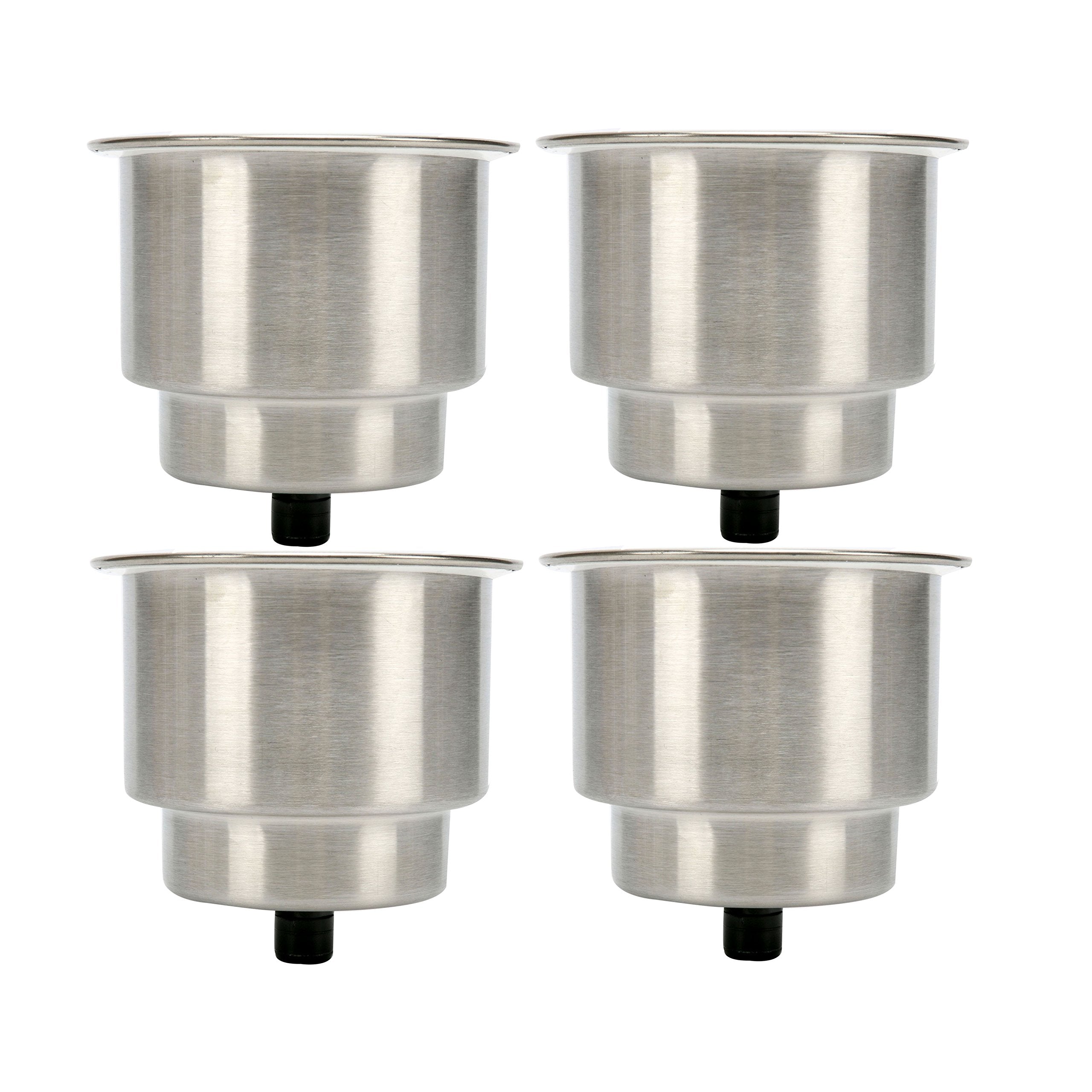 Amarine Made 4Pcs Stainless Steel Cup Drink Holder With Drain For Marine Boat Rv Camper