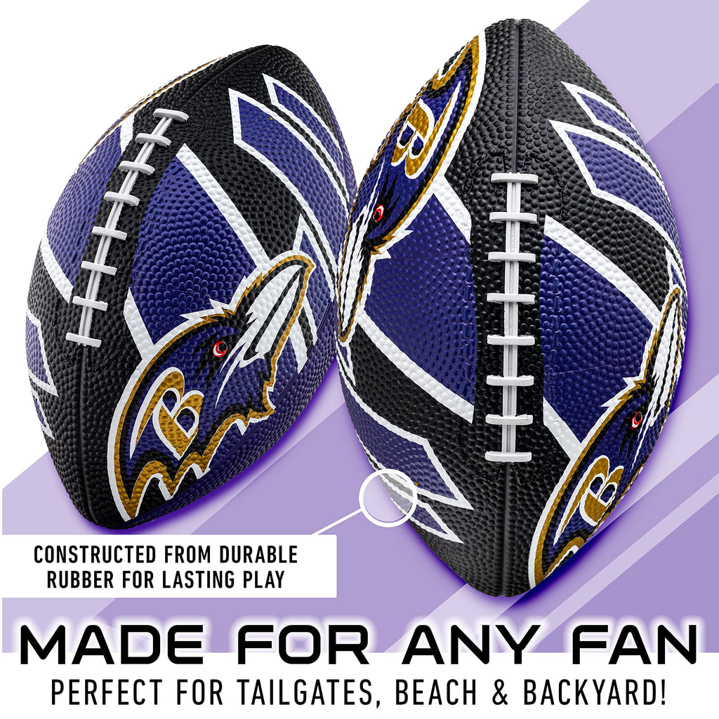 Franklin Sports Nfl Baltimore Ravens Football - Youth Football - Mini 8.5'' Rubber Ball - Perfect For Kids - Team Logos And Colo