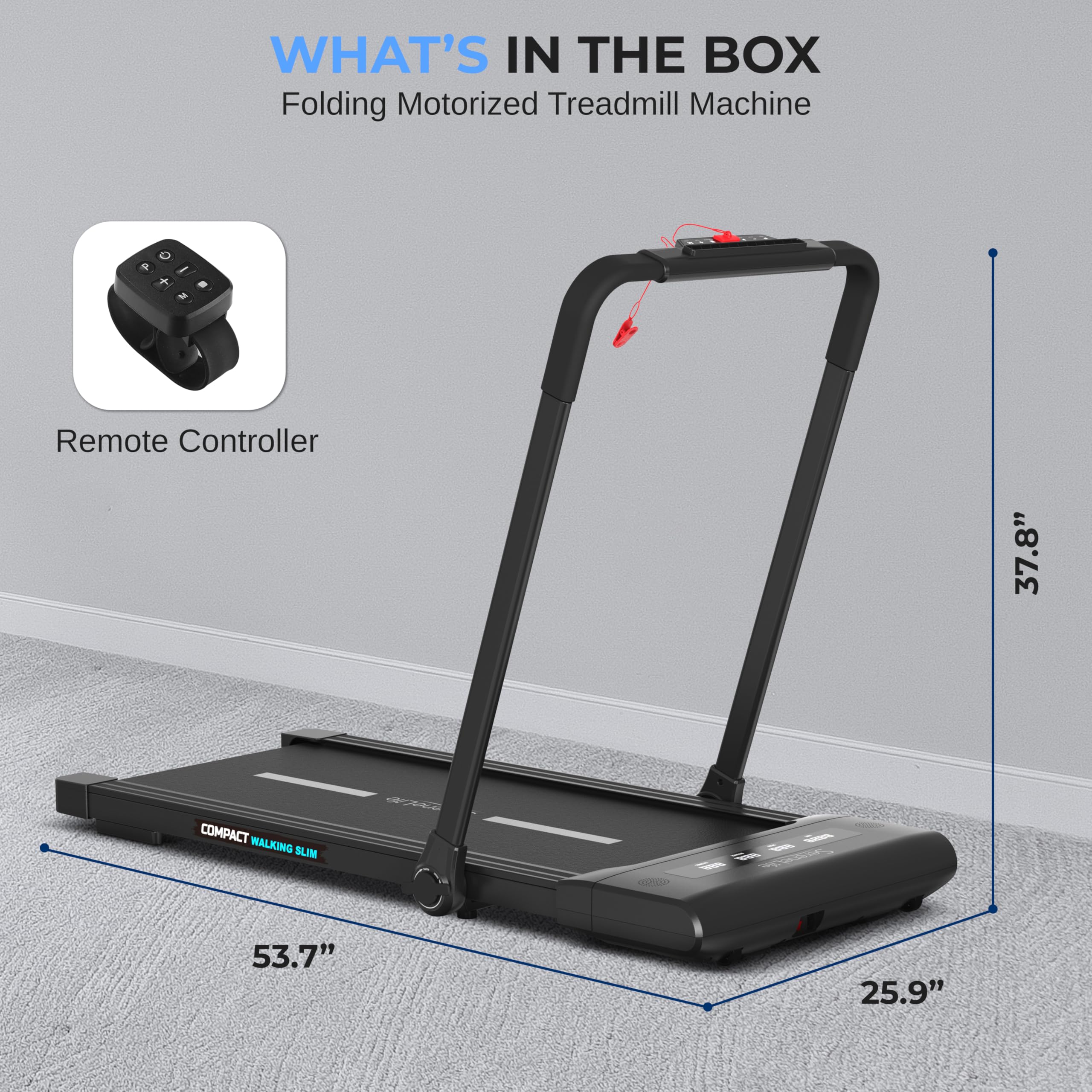 Serenelife Foldable 2 In1 Treadmill & Walking Pad With Remote Control, Speed 7.6 Mph Compact Under Bed, 2.5 Hp, App Support, Eas