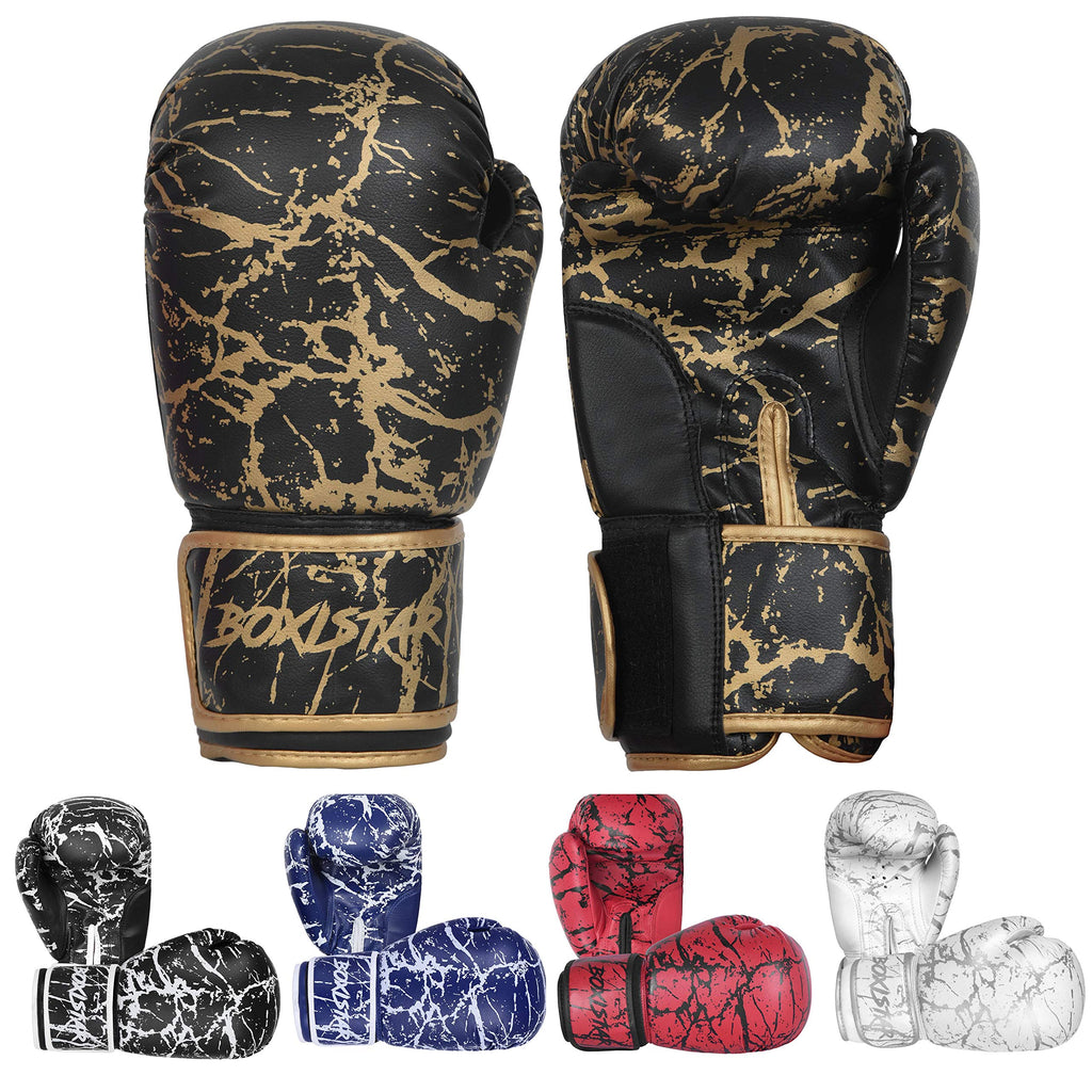 Boxing Training Sparring Kickboxing Punching Heavy Bag Muay Thai Mitts Mma Gloves For Youth, Men & Women (Black/Gold, 16 Oz)