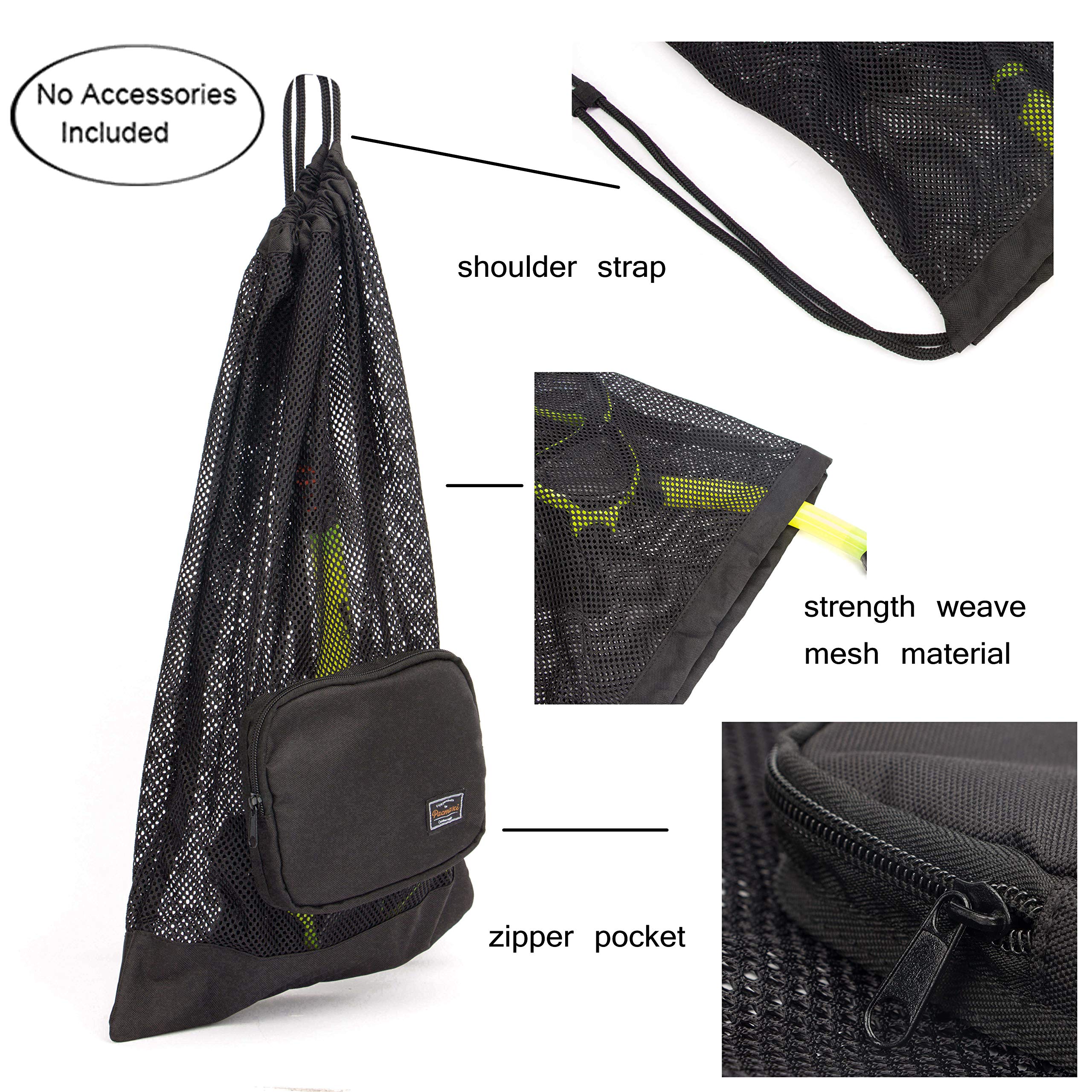 Pacmaxi Snorkeling Gear Bag, Shoulder Strap Mesh Draw Bag For Scuba, Snorkel, Swim, Can Holds Diving Mask, Dry Top Snorkel, Trek