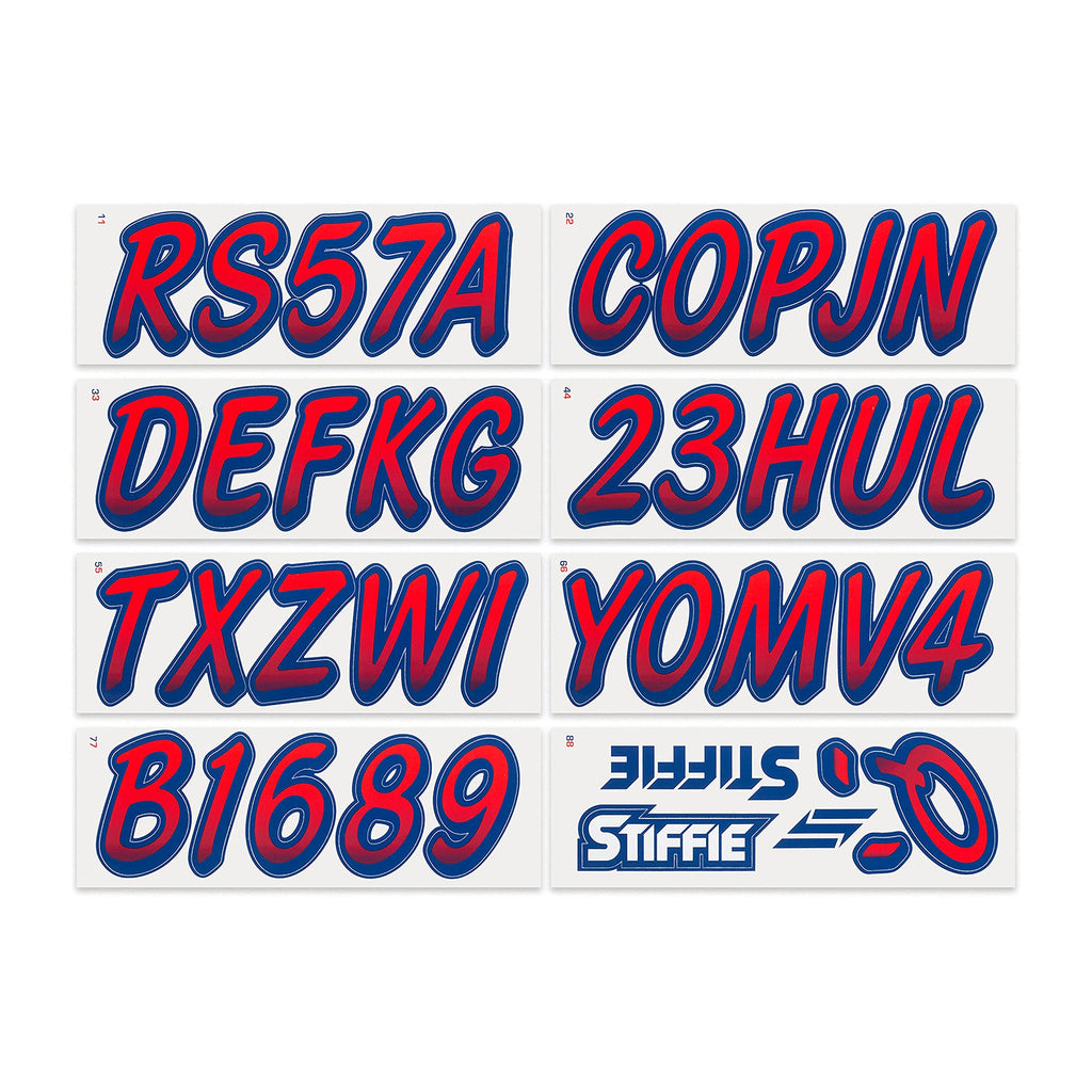 Stiffie Whipline Red/Navy 3 '' Boat & Pwc Registration Decals  Numbers Letters Stickers