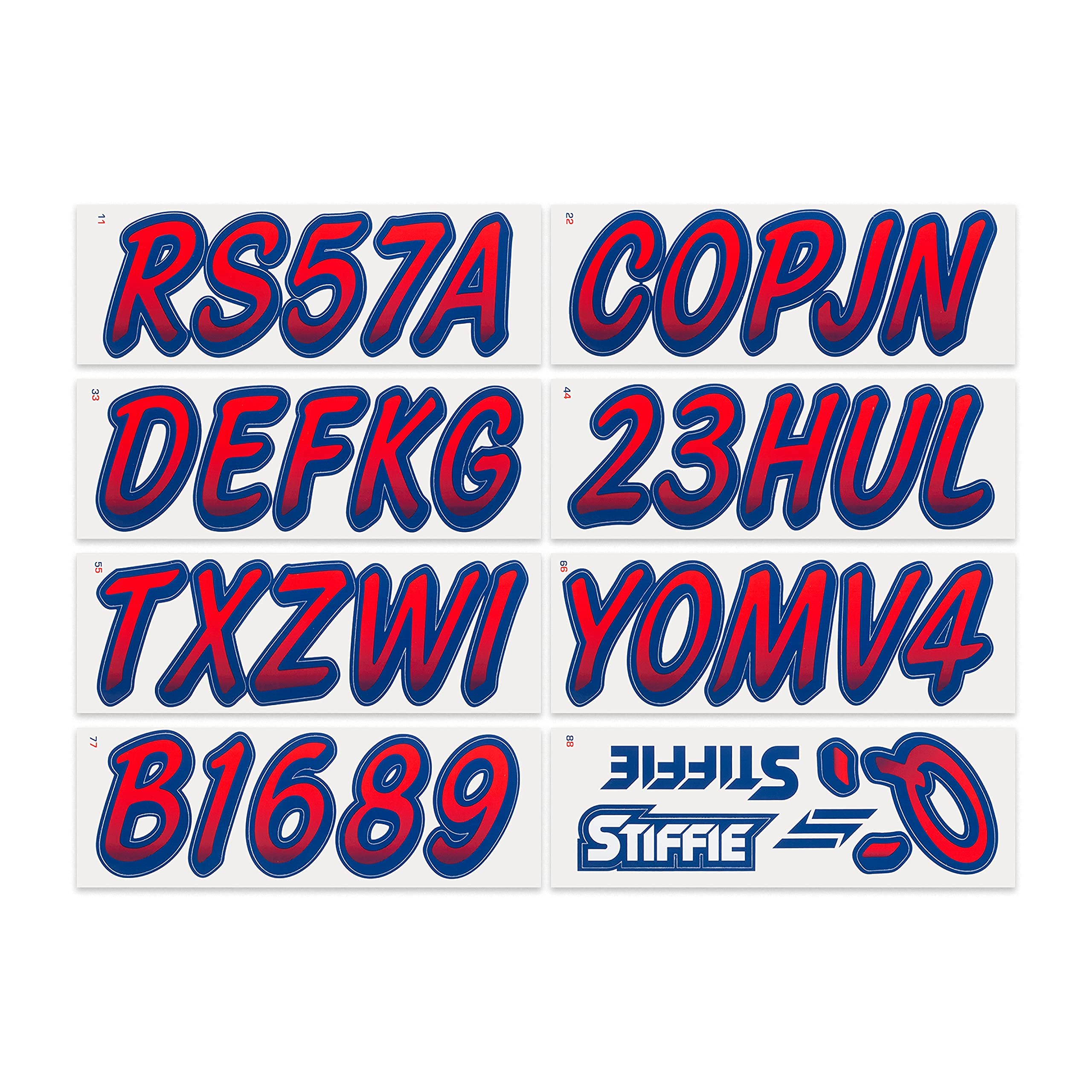 Stiffie Whipline Red/Navy 3 '' Boat & Pwc Registration Decals  Numbers Letters Stickers