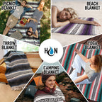 Hydration Nation Authentic Extra Large Mexican Blanket (70X50) - Handwoven Yoga, Serape - Artisanal Falsa, Beach, Camping, Picni