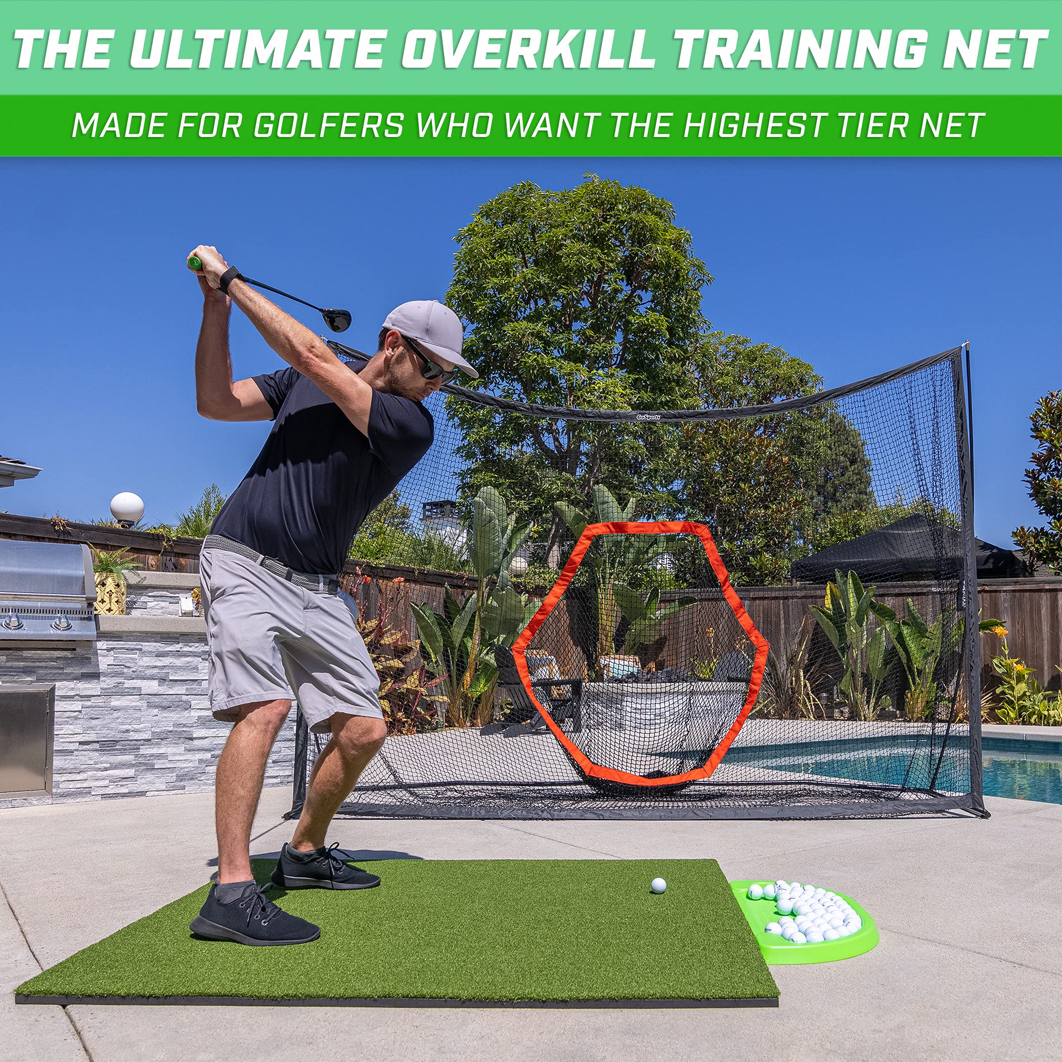 Gosports Golf Practice Hitting Net - Choose Between Huge 10 Ft X 7 Ft Or 7 Ft X 7 Ft Nets - Personal Driving Range For Indoor Or