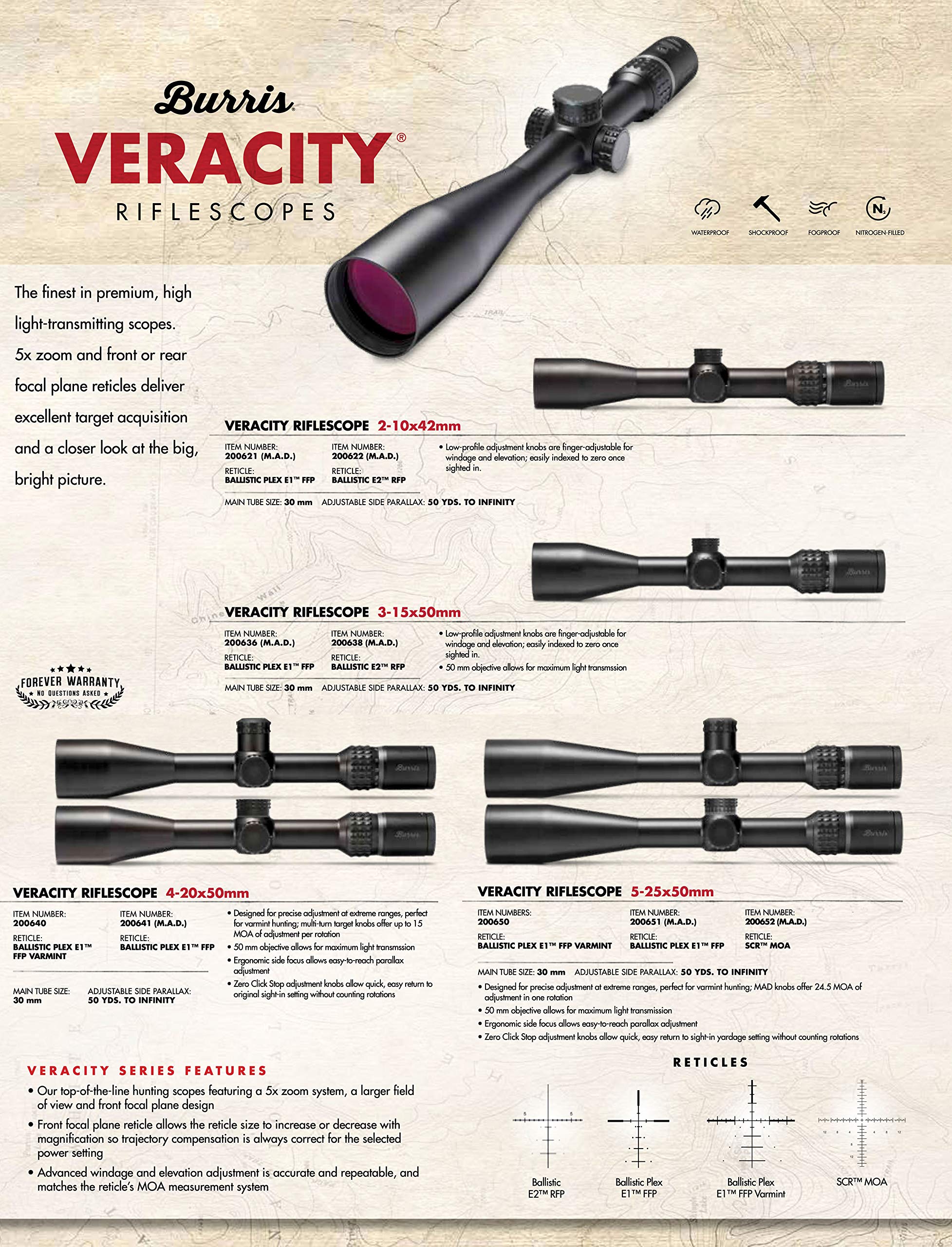 Burris Veracity Riflescope, 4-20x 50mm
