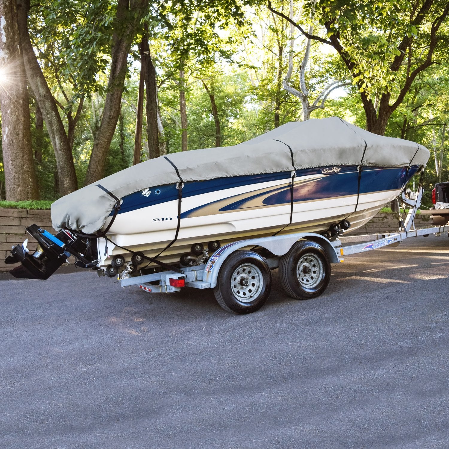 Budge B-1201-X1 1200 Denier V-Hull Fishing Boat Cover Gray 12'-14' Long (Beam Width Up To 68) Waterproof, Heavy Duty, Uv Resista