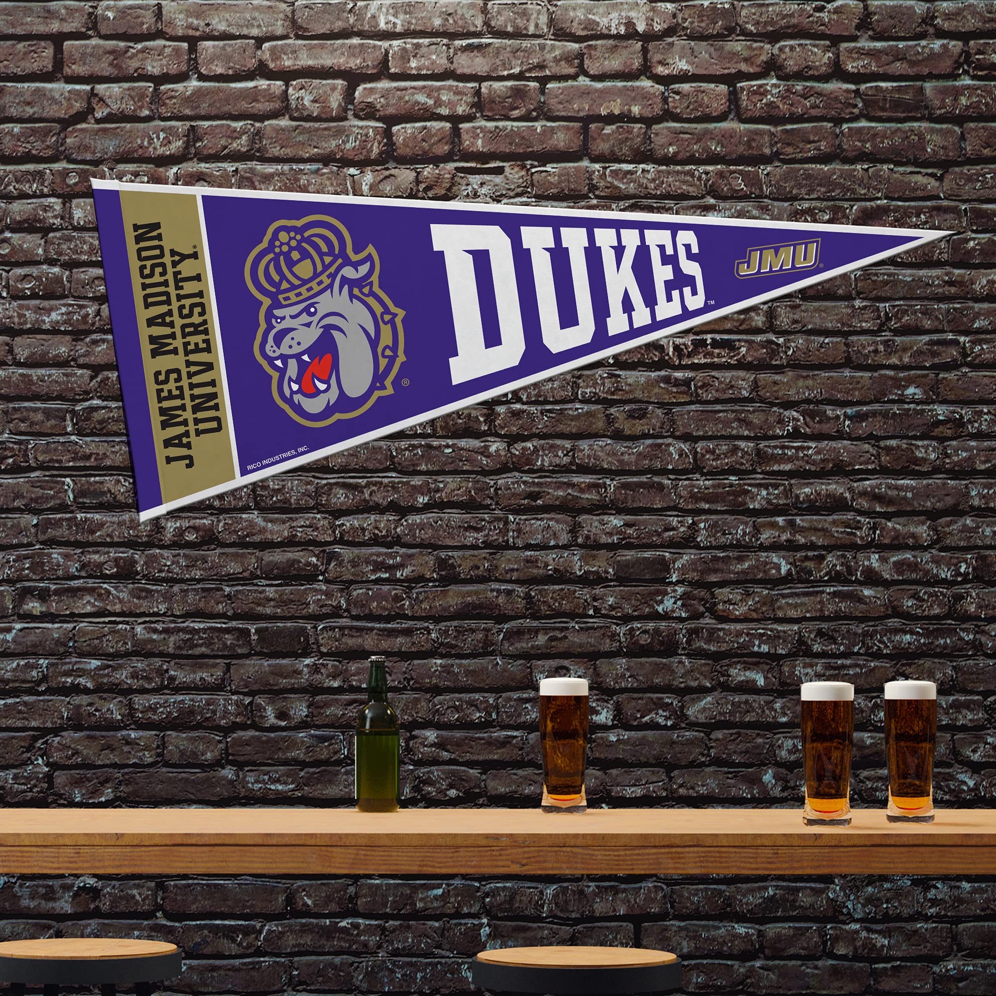 Rico Industries Ncaa James Madison Dukes Exclusive 12'' X 30'' Felt Wall D  Cor Pennant - Great For Home/Bed Room/Man Cave D  Co
