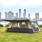 Ktt Extra Large Tent 12 Person(A),Awning Family Cabin Tents,2 Rooms,3 Doors And 3 Windows With Mesh,Straight Wall,Waterproof,Dou