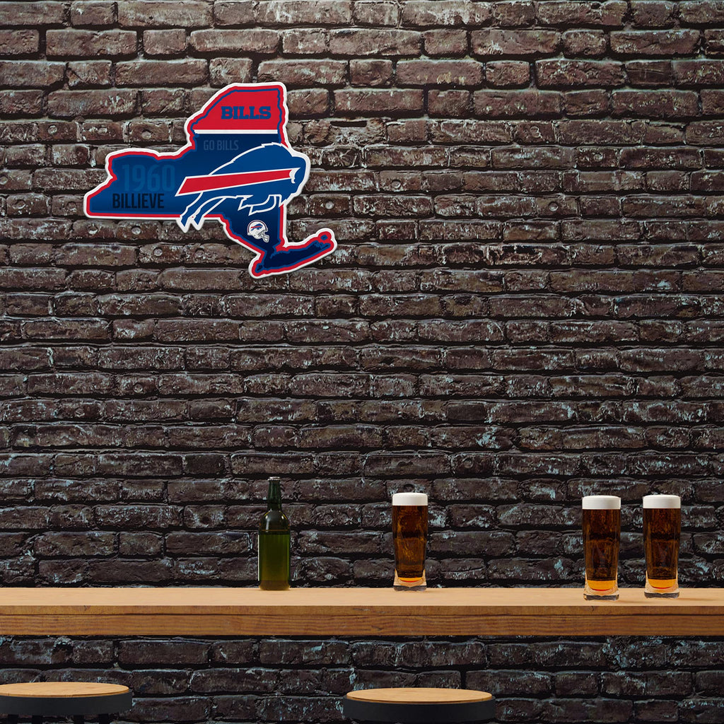 Rico Industries Nfl Football Buffalo Bills State Shape Shape Cut Pennant - Home And Living Room D  Cor - Soft Felt Ez To Hang