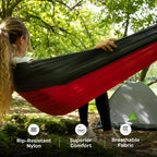 Durable Hammock 400 Lb Capacity, Lightweight Nylon Camping Hammock Chair - Double Or Single Sizes W/ Tree Straps And Attached Ca