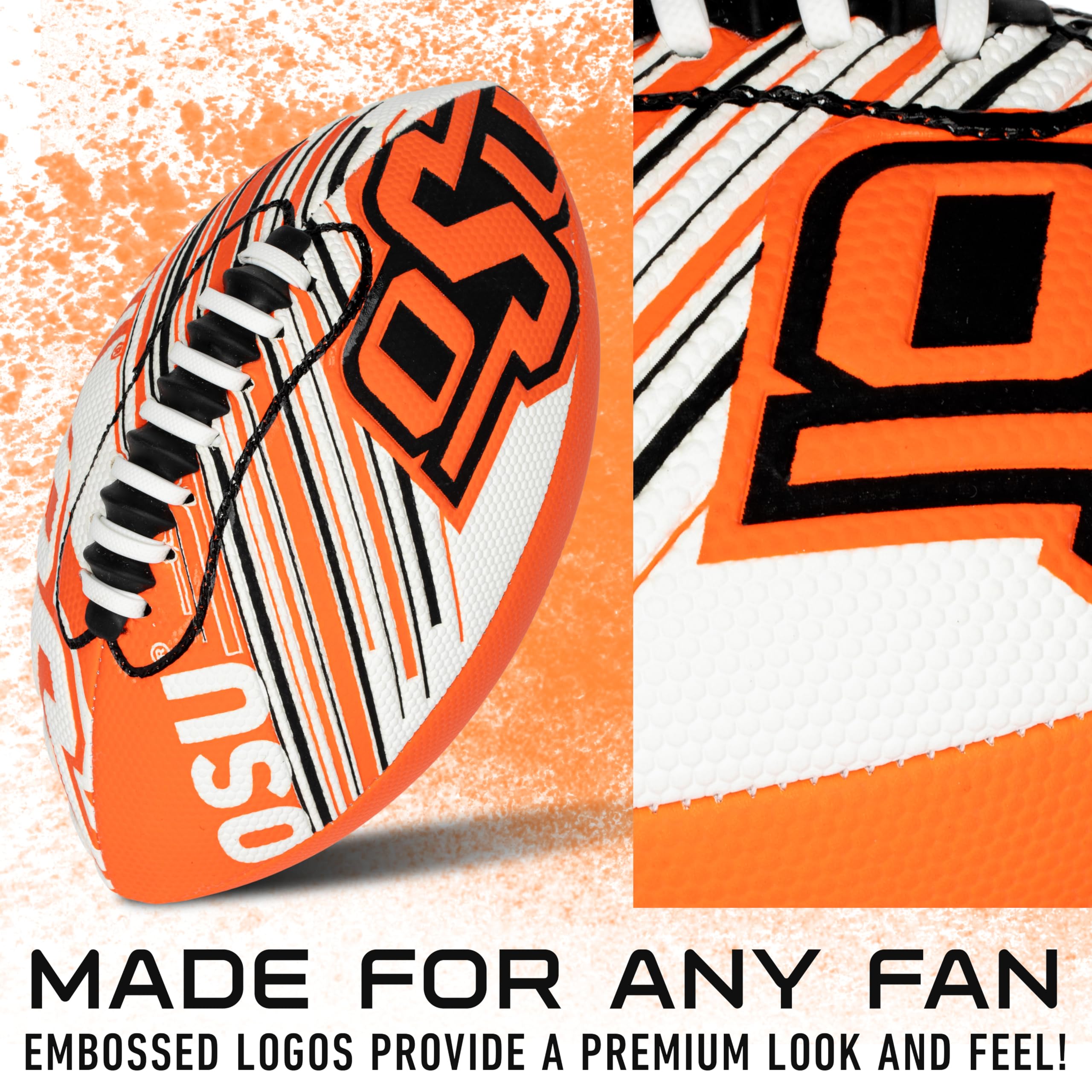 Franklin Sports Oklahoma St. Cowboys Foam Football - Youth Mini Football For Kids - 8.5'' Junior Soft Foam Ball - Spacelace Easy