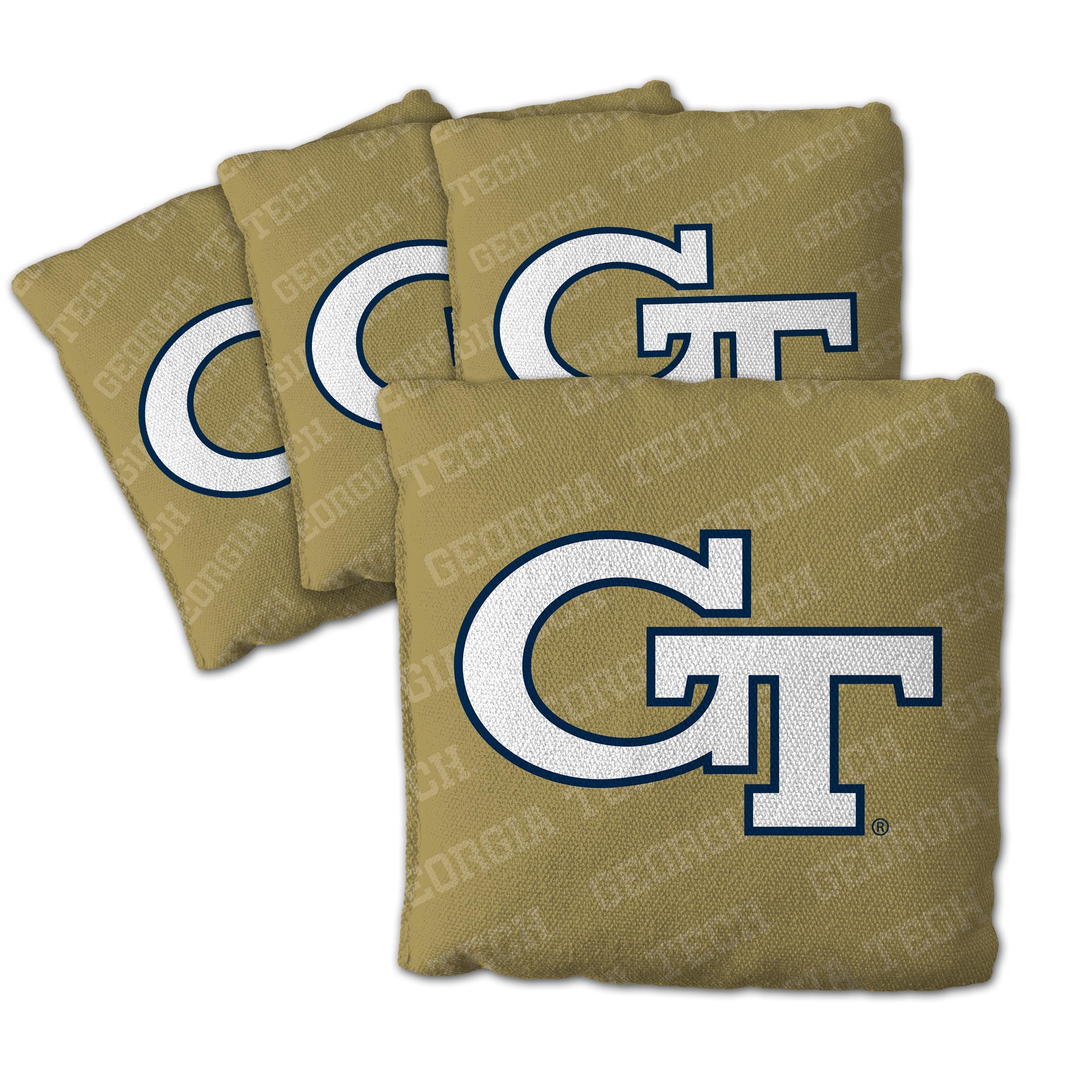 YouTheFan Officially-Licensed NCAA Georgia Tech Yellow Jackets Set of 4 Cornhole Bags - All Weather Regulation 6    x 6    Size 