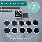 Velochampion Lightweight Bike Puncture Repair Glueless Self-Adhesive Patches Kit (10 Pack)