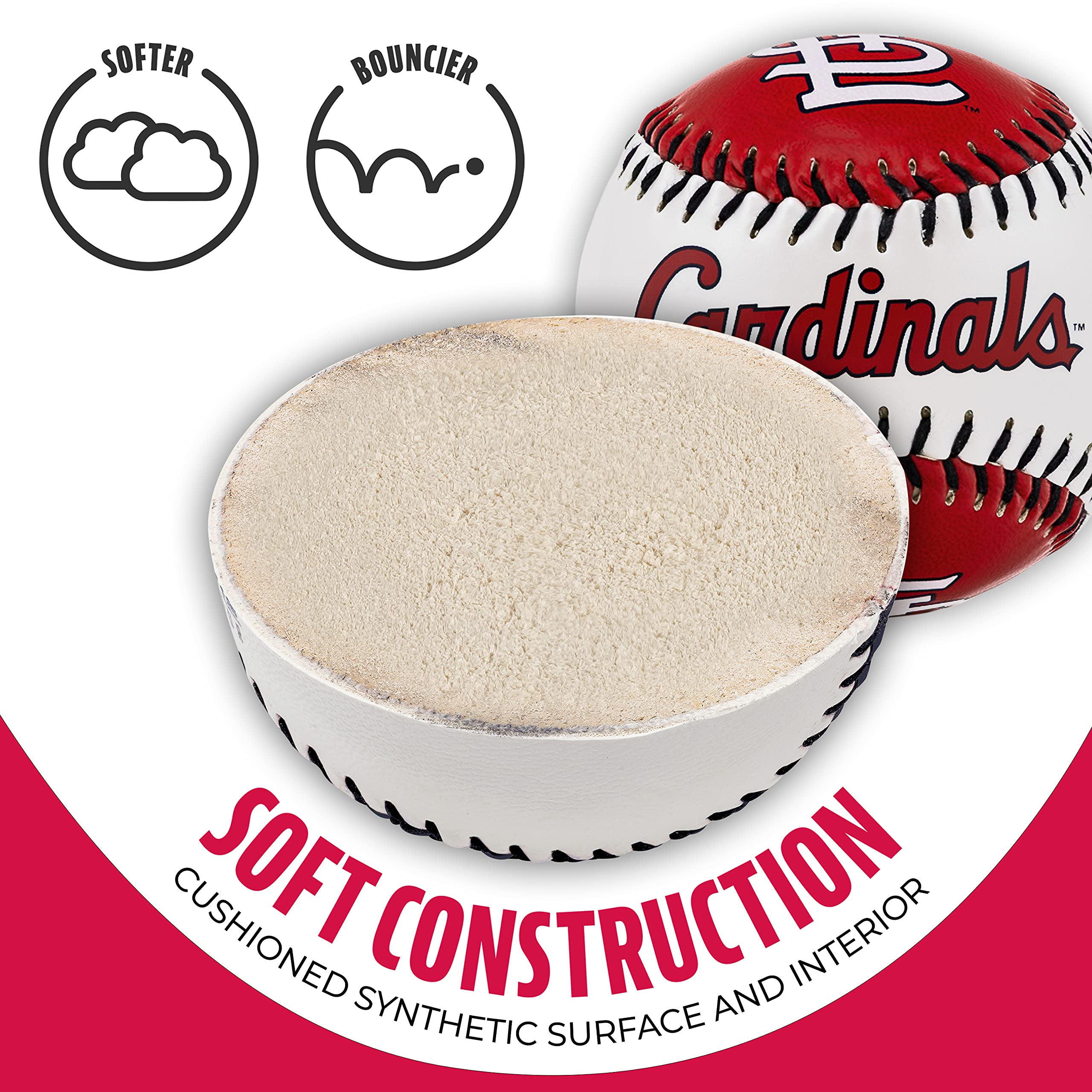 Franklin Sports St. Louis Cardinals Mlb Team Baseball - Mlb Team Logo Soft Baseballs - Toy Baseball For Kids - Great Decoration