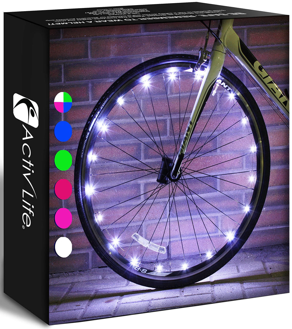 Activ Life Bike Lights, White, 1-Tire Pack Led Bicycle Christmas Lights For Wheels With Batteries Included, Fun Gift Ideas For H