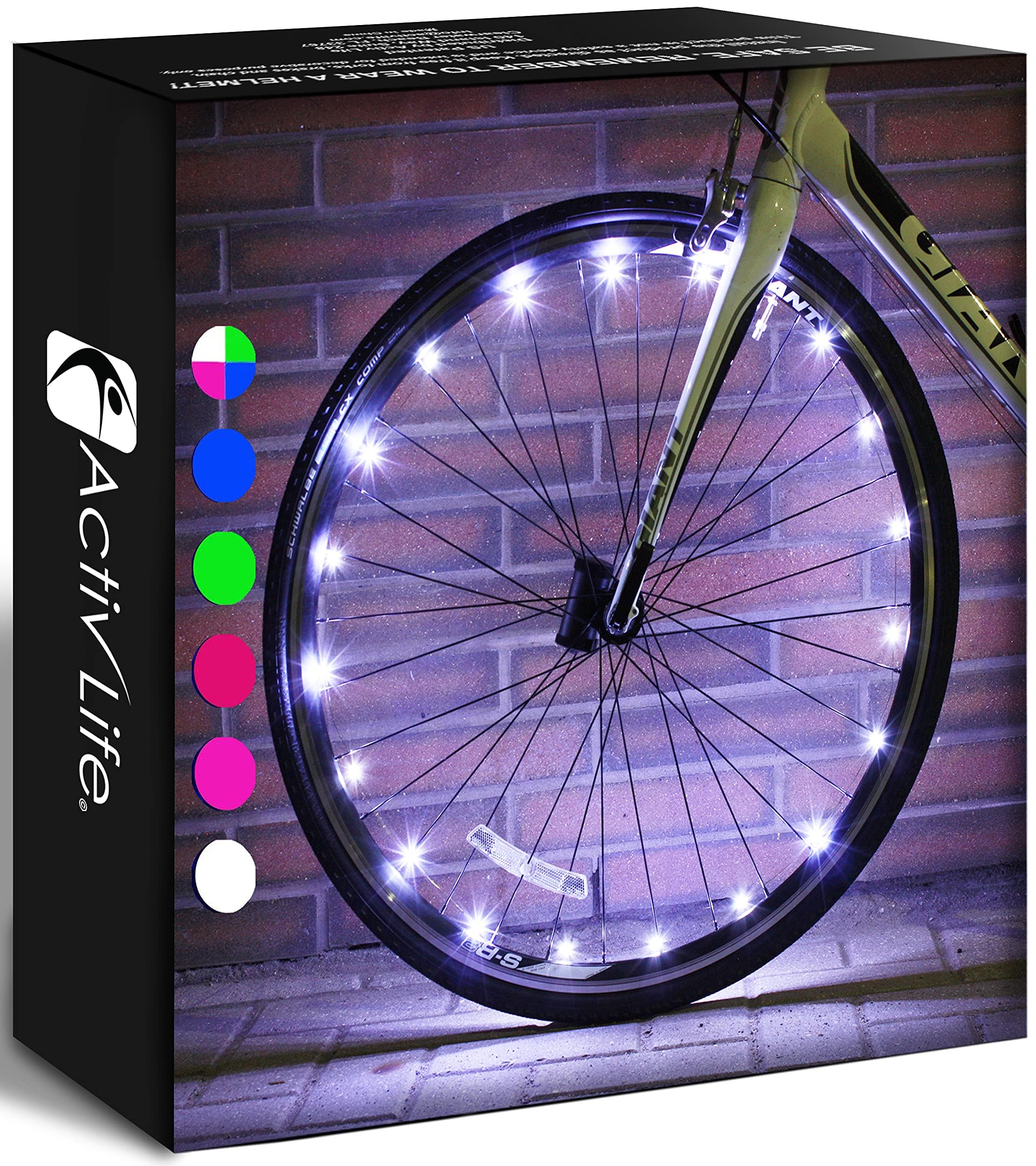 Activ Life Bike Lights, White, 1-Tire Pack Led Bicycle Christmas Lights For Wheels With Batteries Included, Fun Gift Ideas For H