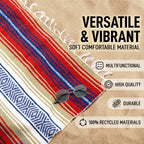 Hydration Nation Authentic Large Handwoven Mexican Striped Throw Blanket - Soft, Durable, Eco-Friendly - 70x50 - Sunrise