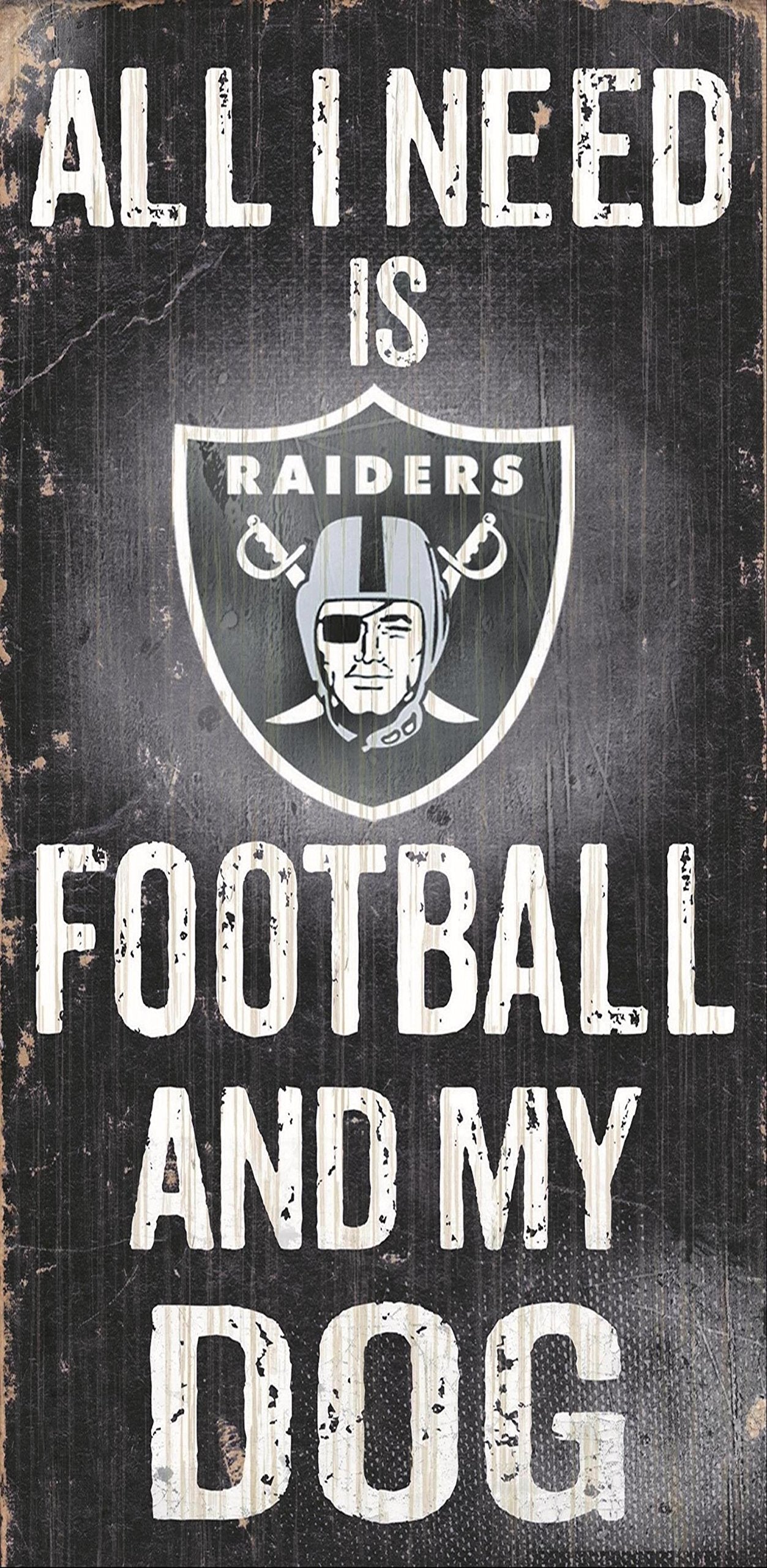 Fan Creations Oakland Raiders Wood Sign - Football and Dog 6x12