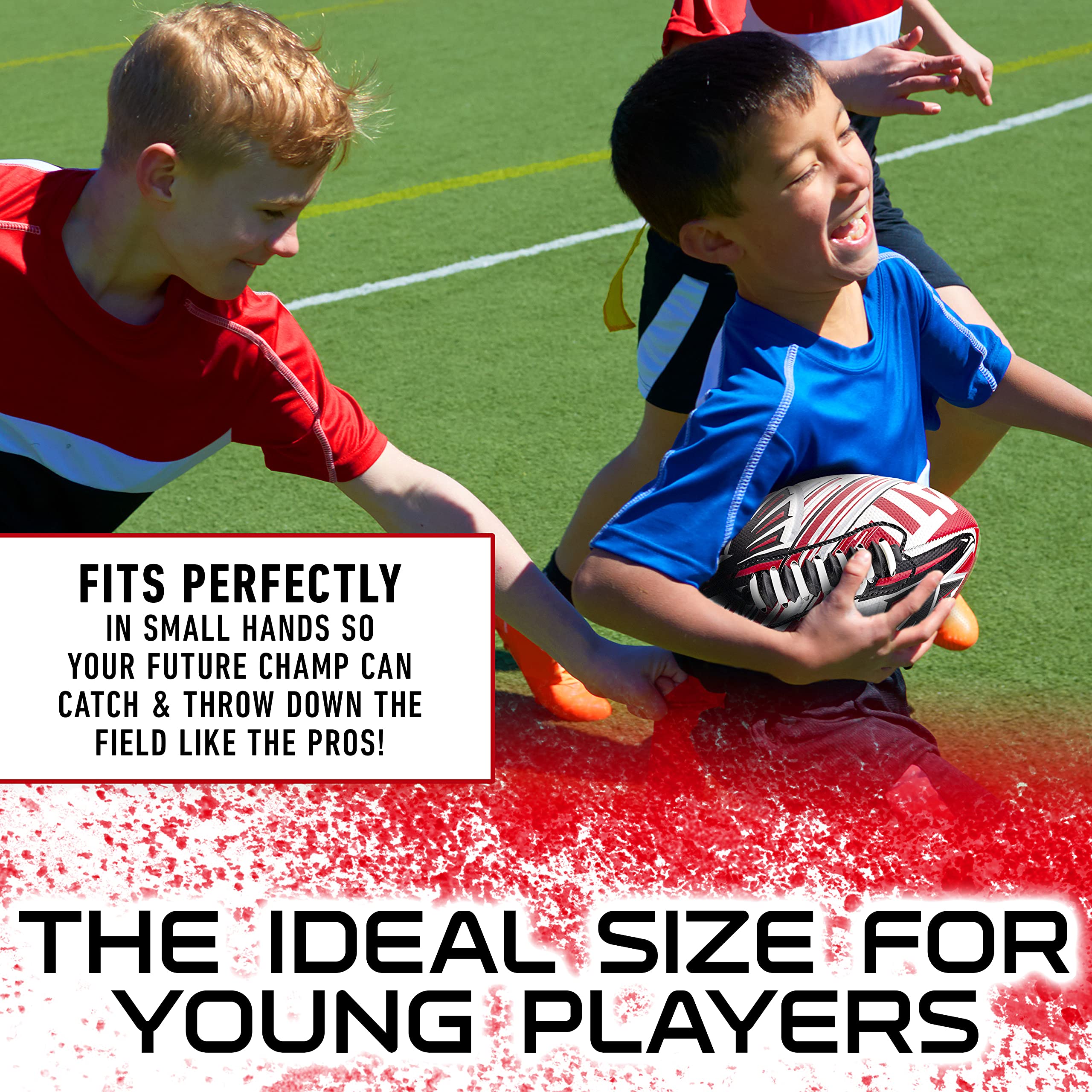 Franklin Sports Nfl Atlanta Falcons Football - Youth Mini Football - 8.5'' Junior Size Ball - Spacelace Easy Grip Texture- Perfe