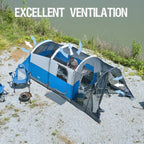 Portal 8 Person Family Camping Tent With Screen Porch, Weather Resistant Tunnel Tent With Rainfly, Large Family Tents For Outdoo