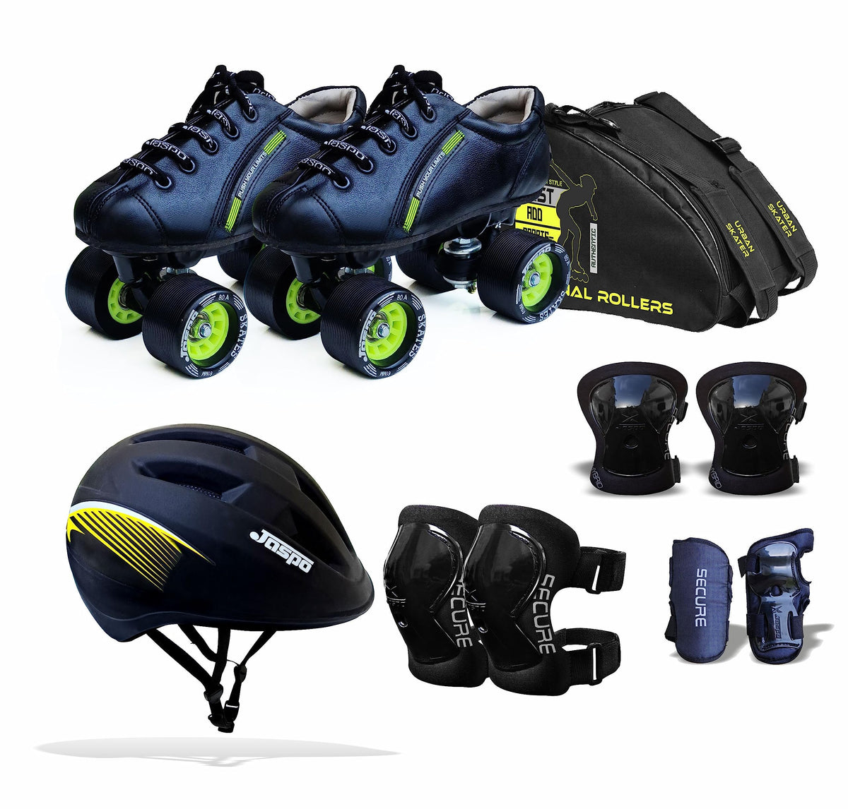 Jaspo Torque Pro Shoe Skate Combo(Shoe Skates+ Helmet+Knee+Elbow+Wrist+Bag) (SIZE13 UK Junior (Age 67 yrs), Torque PRO)