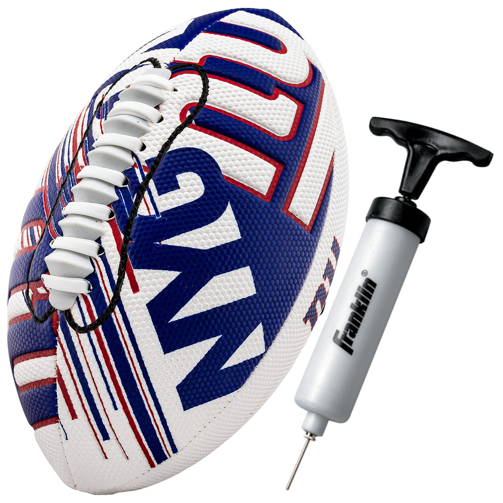 Franklin Sports Nfl New York Giants Football - Youth Mini Football - 8.5'' Junior Size Ball - Spacelace Easy Grip Texture- Perfe