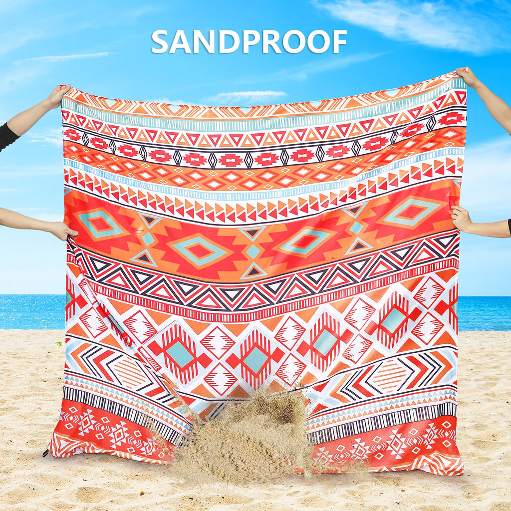 Hihoho Extra Large Waterproof Sandproof Beach Mat 79 X 83 / 120X108 For 1-8 Adults Quick Drying Durable Outdoor Picnic Mat For T