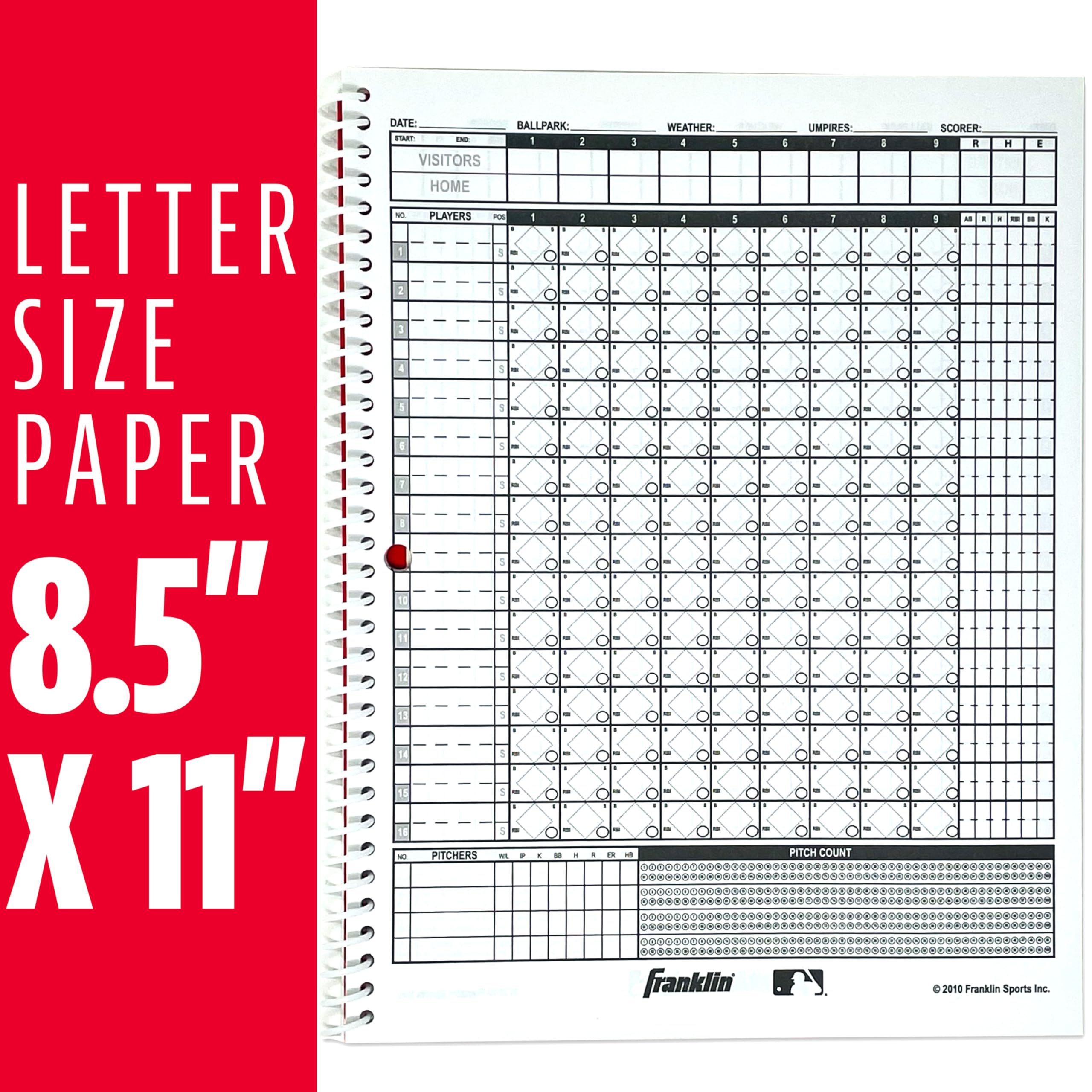 Franklin Sports Baseball + Softball Scorebook - Score Keeping Book For Stats Coaching Official Scorekeeper 25 Game