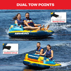 Airhead Club Palm Inflatable Towable Tube, 1-2 Rider, Dual Tow Points, Patented Speed Valve, Boat Tubes and Towables