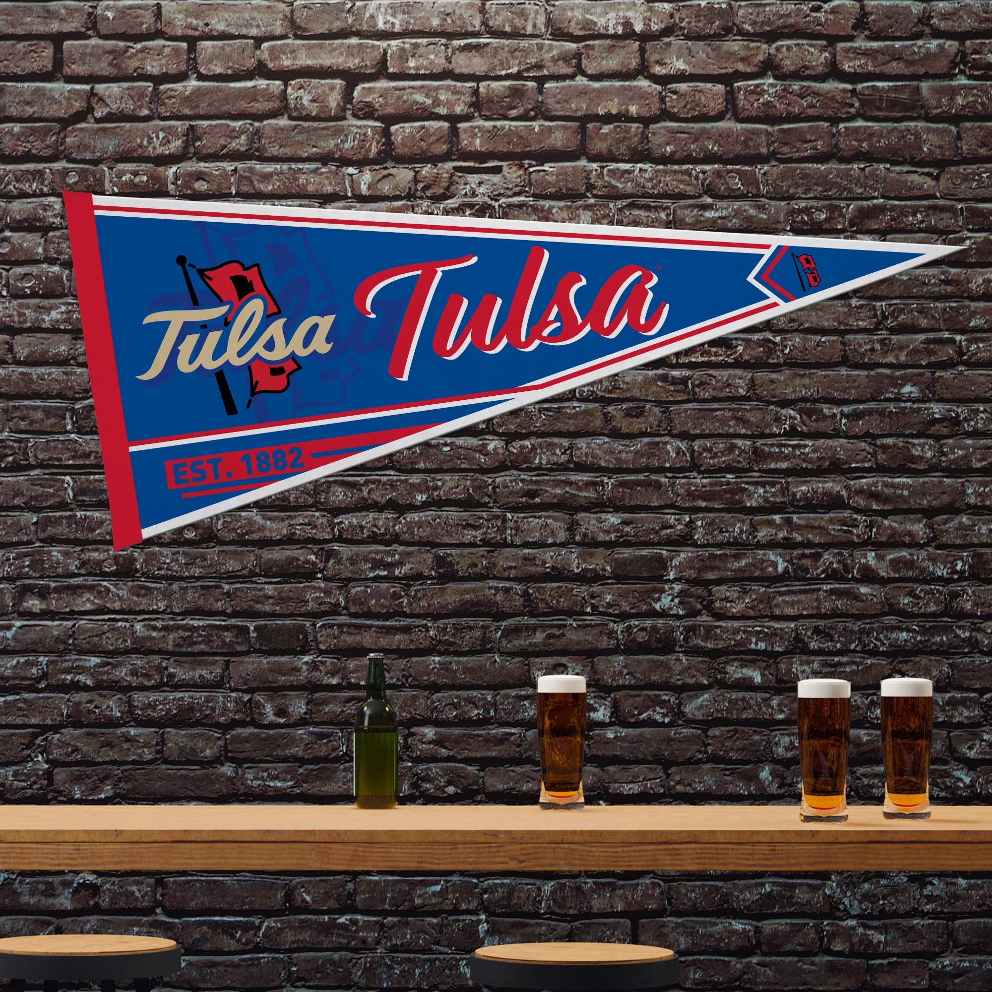 Rico Industries Ncaa Tulsa Golden Hurricane Classic 12'' X 30'' Felt Wall D  Cor Pennant - Great For Home/Bed Room/Man Cave D  C