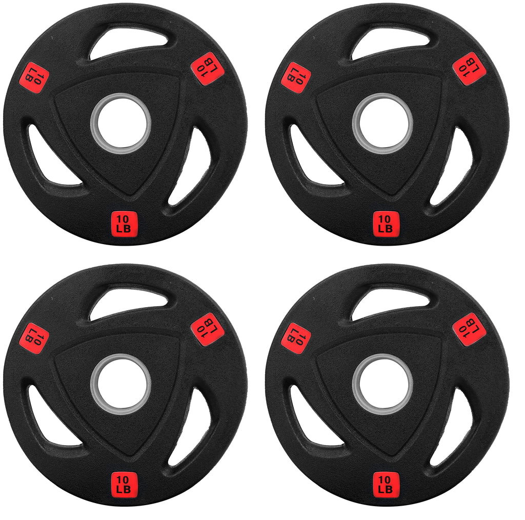 Fitvids Olympic Cast Iron 2-Inch Weight Plate for Strength Training & Weightlifting, Rubber Coate Style, 10lbs (Set of 4)