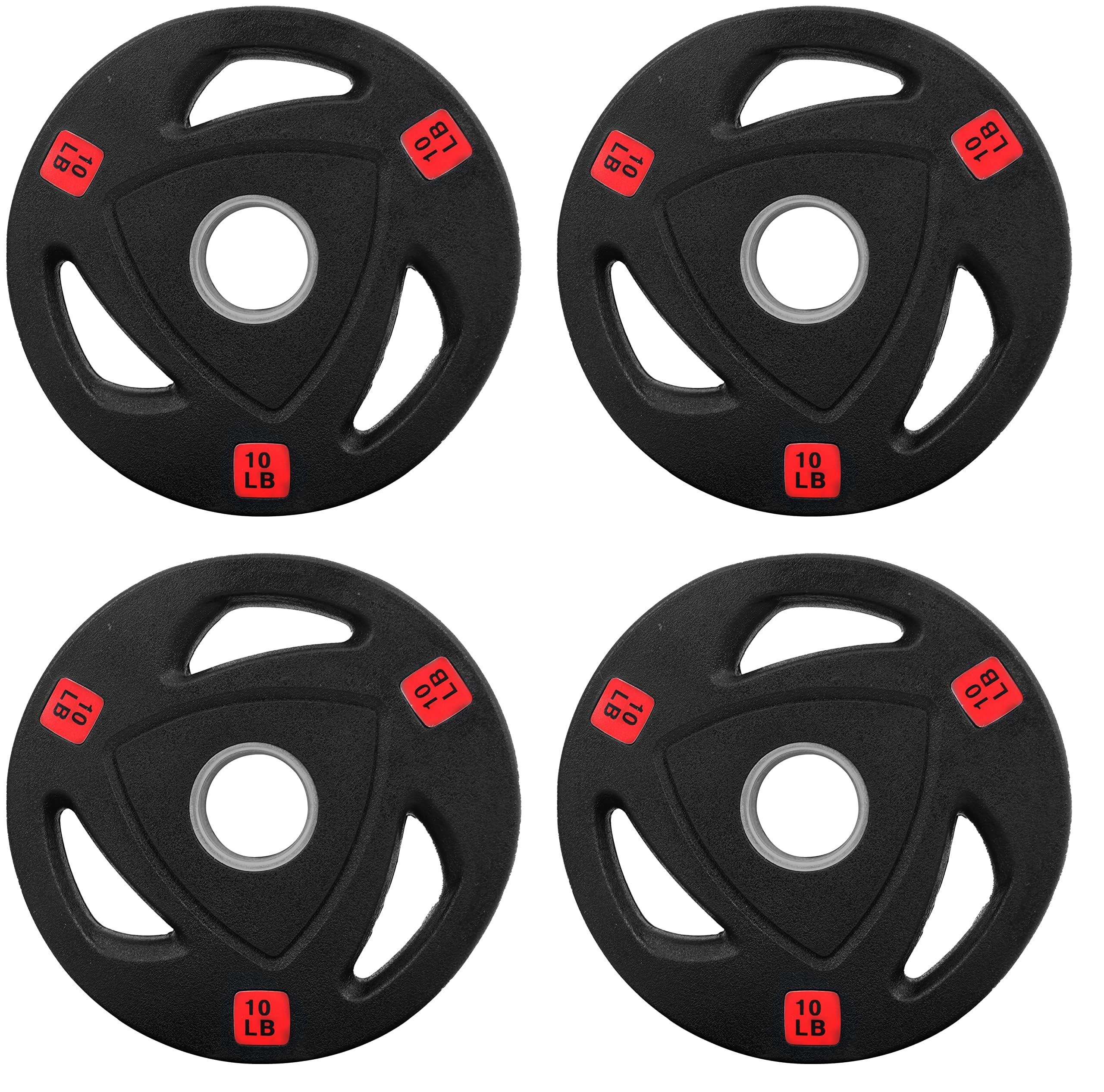 Fitvids Olympic Cast Iron 2-Inch Weight Plate for Strength Training & Weightlifting, Rubber Coate Style, 10lbs (Set of 4)