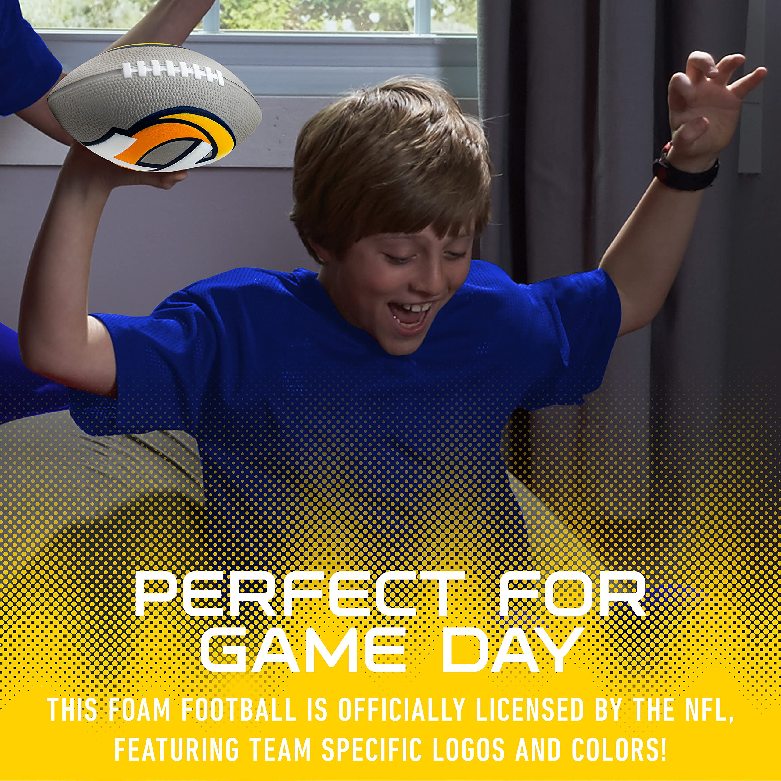 Franklin Sports Nfl Los Angeles Rams Football - Kids Foam Football - Soft Football - Mini Size - Perfect For Gameday - 8.5'' 3D