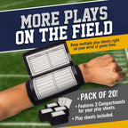 Gsm Brands Quarterback (Qb) Play Wristband - Youth Size - Pro Football Armband Playbook - 20 Pack (Black)