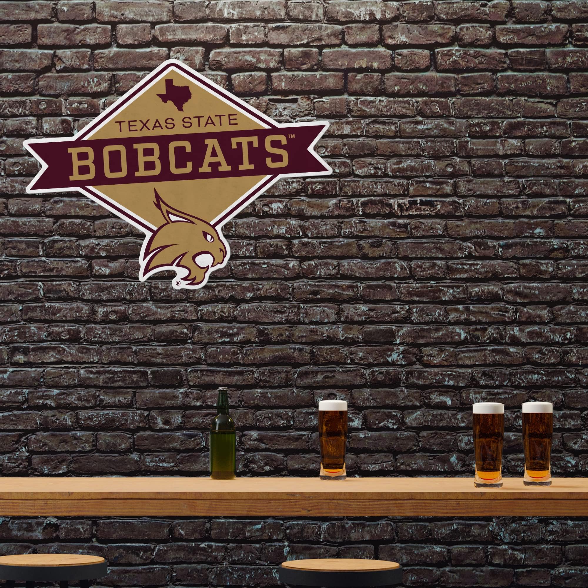 Rico Industries Ncaa Texas State Bobcats Diamond Shape Cut Pennant - Home And Living Room D  Cor - Soft Felt Ez To Hang,20.5 X 1
