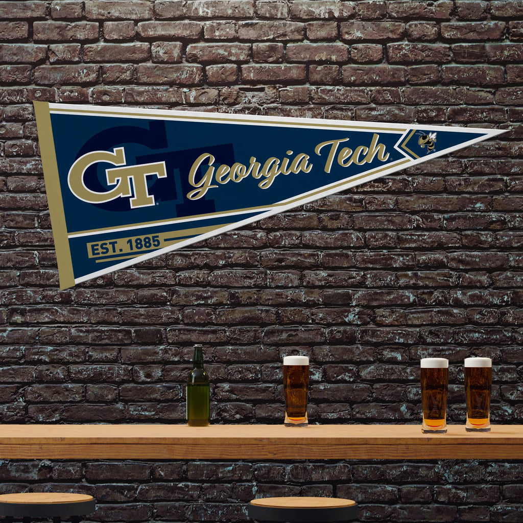 Rico Industries Ncaa Georgia Tech Yellow Jackets - Gt Classic 12'' X 30'' Felt Wall D  Cor Pennant - Great For Home/Bed Room/Man
