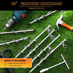 Zhengmy 24 Pcs Ground Anchors Screw In, 12 Inch Heavy Duty Tent Stakes With Trampoline Anchor Hook Ground Stakes For Camping Ten