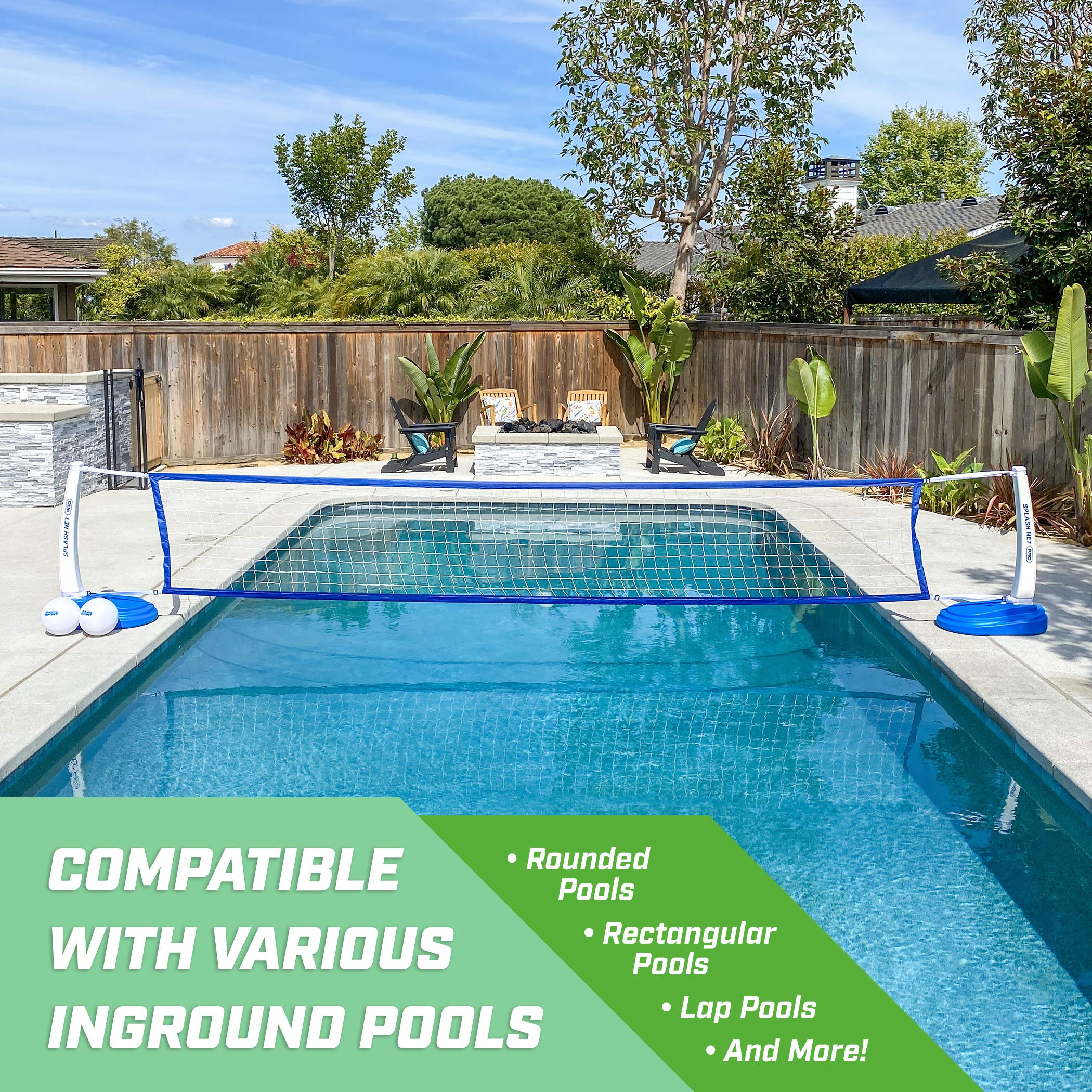 Gosports Splash Net Pro Pool Volleyball Net Includes 2 Water Volleyballs And Pump