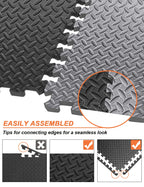 Innhom Gym Flooring Mats Exercise Mat For Floor Workout Foam Tiles Home Equipment Garage, 6 Black And Gray