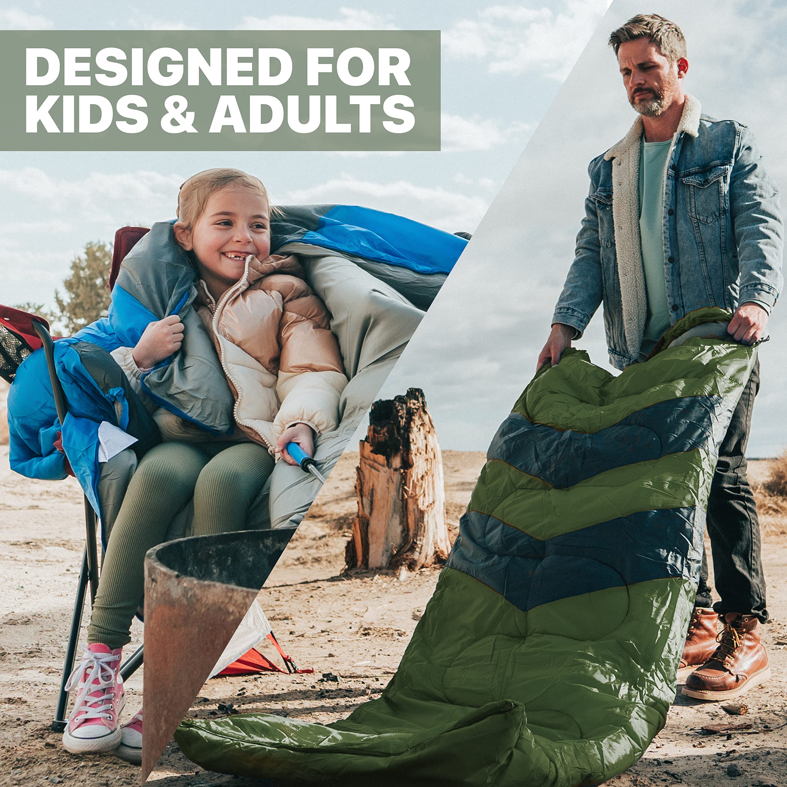 Mallome Sleeping Bags For Adults Cold Weather & Warm - Backpacking Camping Sleeping Bag For Kids 10-12, Girls, Boys - Lightweigh