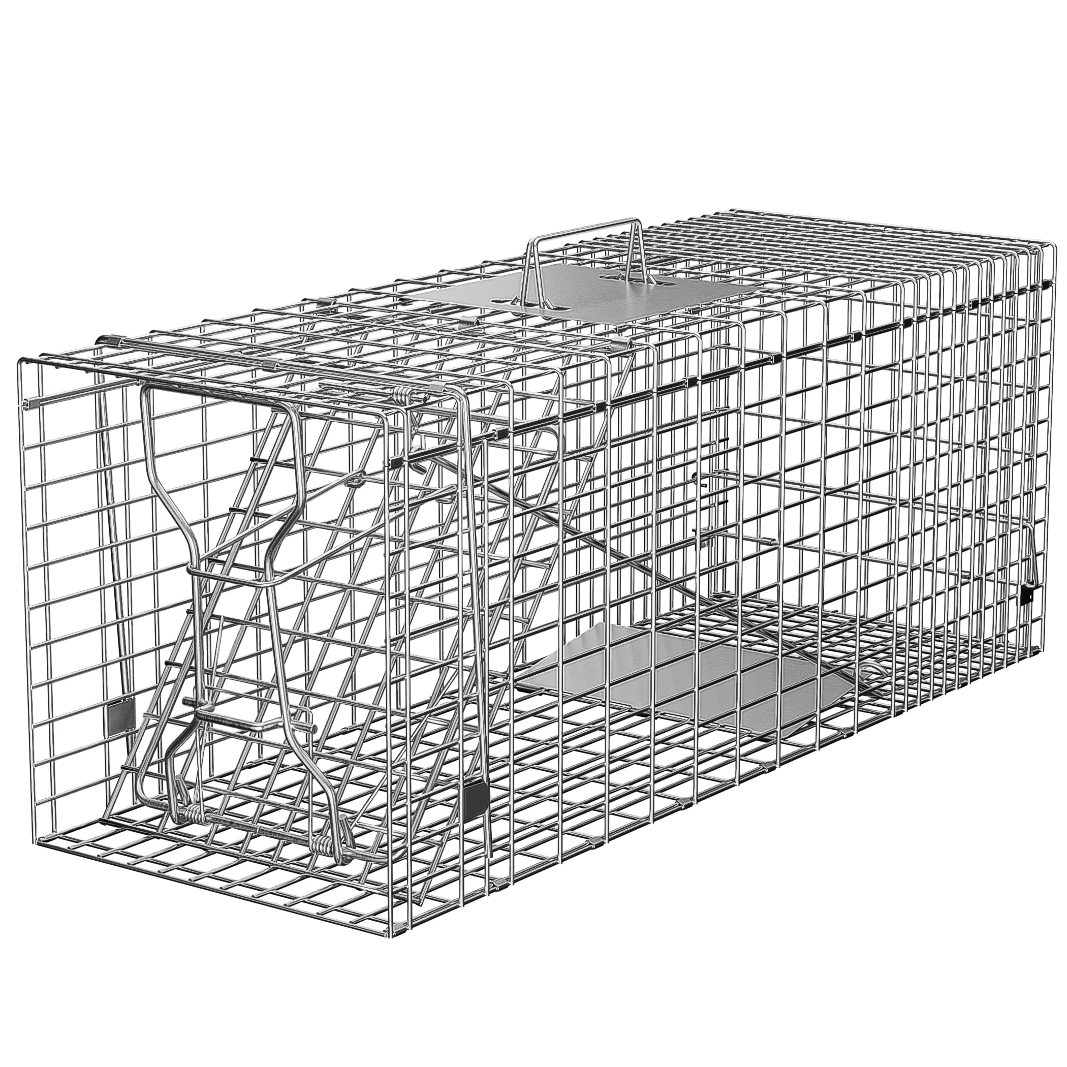 Homgarden Humane Live Animal Cage Trap 32Inch Steel Catch Release Rodent Cage For Rabbits, Groundhog, Stray Cat, Squirrel, Racco