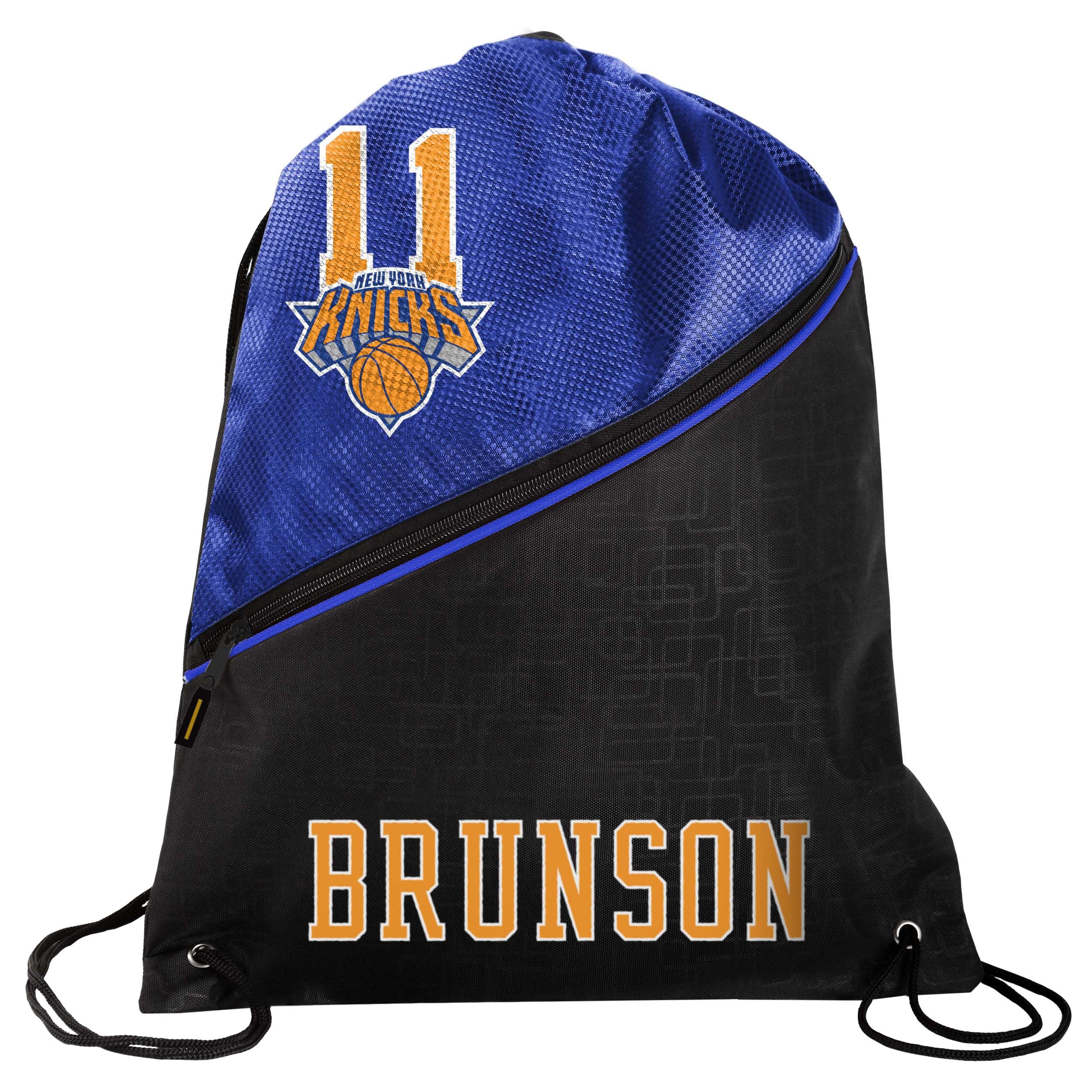 FOCO - NBA New York Knicks High End Diagonal Drawstring Backpack Gym Bag - Jalen Brunson #11