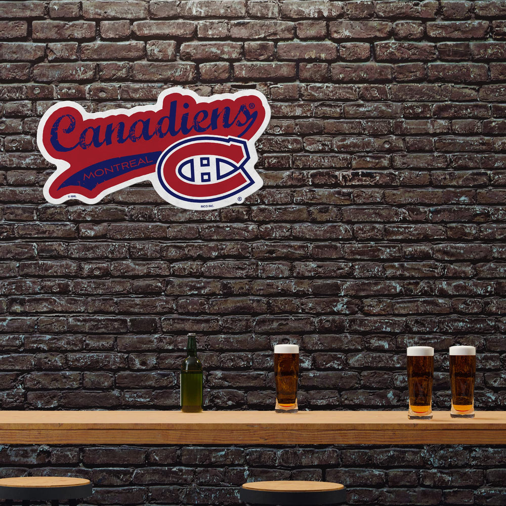 Rico Industries Nhl Montreal Canadiens Distressed Shape Cut Pennant - Home And Living Room D  Cor - Soft Felt Ez To Hang